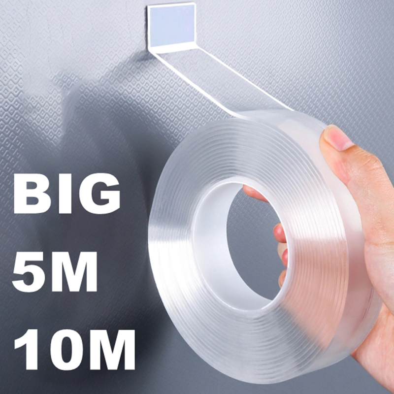 Nano Tape Double Sided Tape Transparent Reusable Waterproof Adhesive Tapes Cleanable Kitchen Bathroom